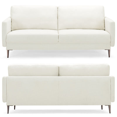 Modern Loveseat with Comfy Backrest Cushions-White