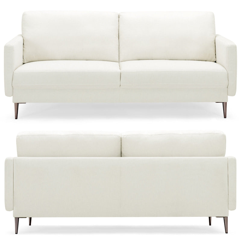 Modern Loveseat with Comfy Backrest Cushions-White