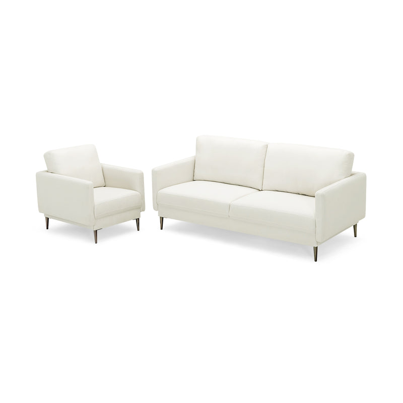 Modern Upholstered Accent Chair with Removable Backrest Cushion-White