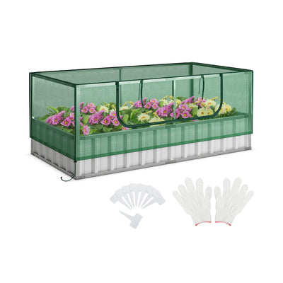 *Galvanized Raised Garden Bed with Greenhouse Cover