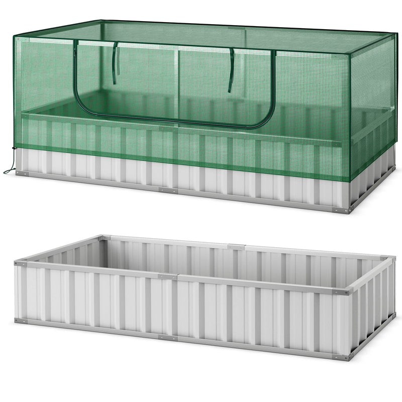 *Galvanized Raised Garden Bed with Greenhouse Cover