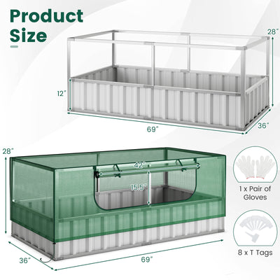 *Galvanized Raised Garden Bed with Greenhouse Cover
