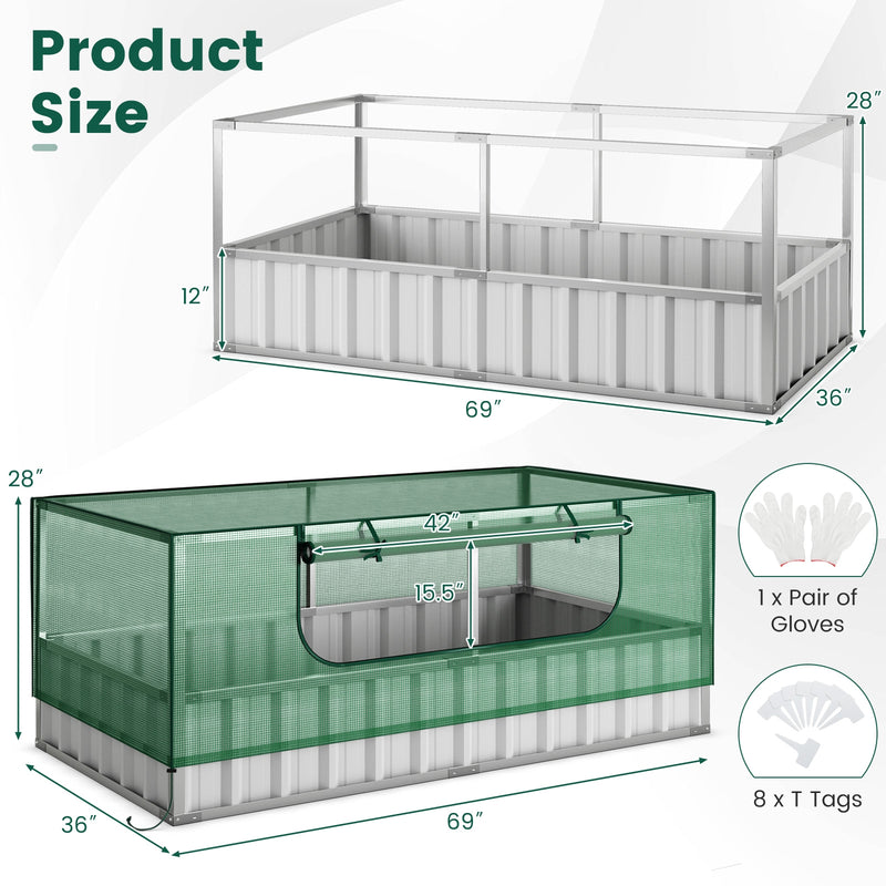 *Galvanized Raised Garden Bed with Greenhouse Cover