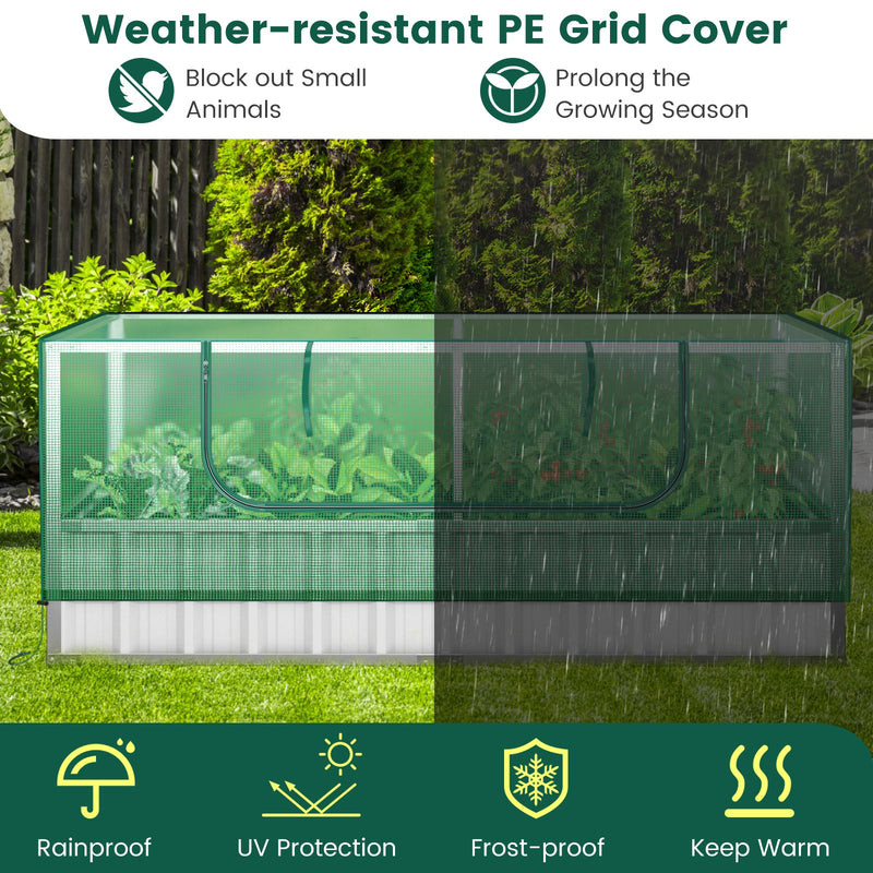 *Galvanized Raised Garden Bed with Greenhouse Cover