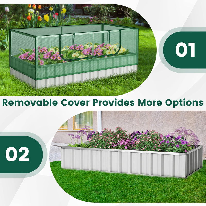 *Galvanized Raised Garden Bed with Greenhouse Cover