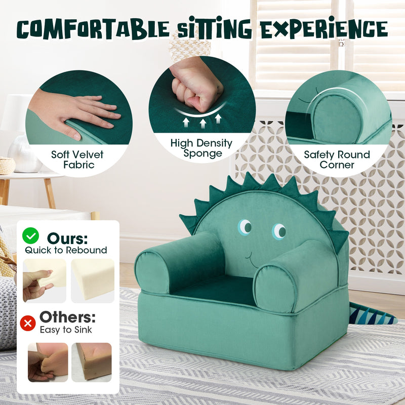 *Original Kids Sofa with Armrest and Thick Cushion - Green