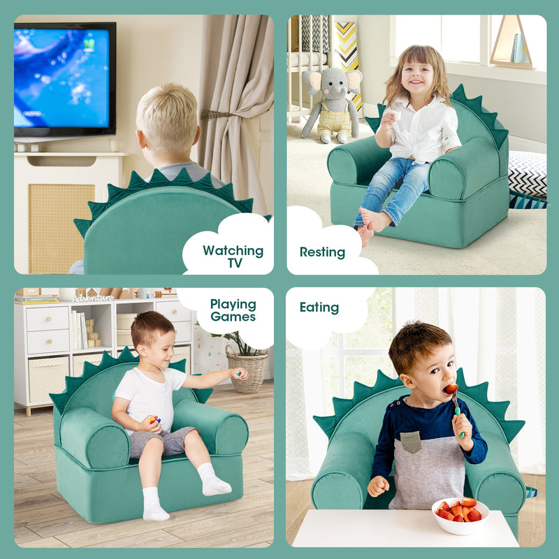 *Original Kids Sofa with Armrest and Thick Cushion - Green