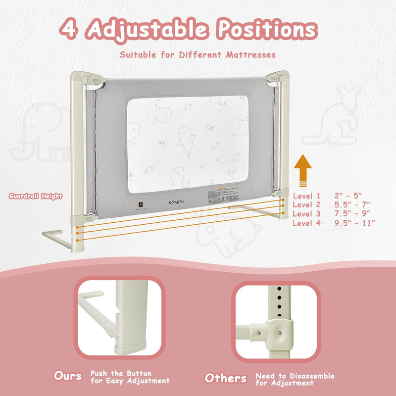 *Bed Rail Guard for Toddlers Kid with Adjustable Height and Safety Lock - 59 inch
