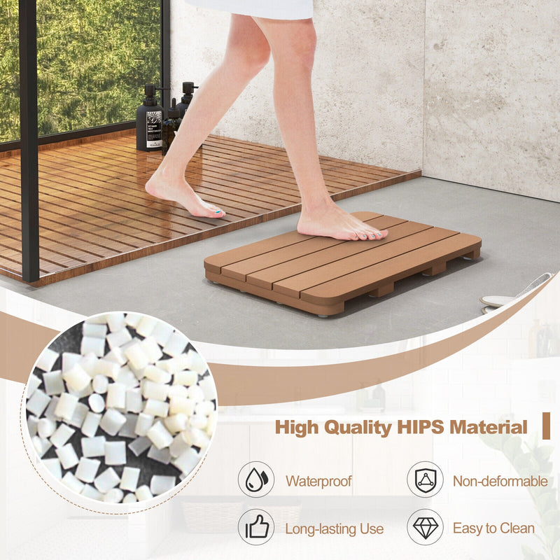 Waterproof HIPS Spa Shower Mat for Bathroom with Non Slip Foot Pads-Brown