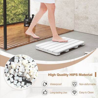 Waterproof HIPS Spa Shower Mat for Bathroom with Non Slip Foot Pads-White