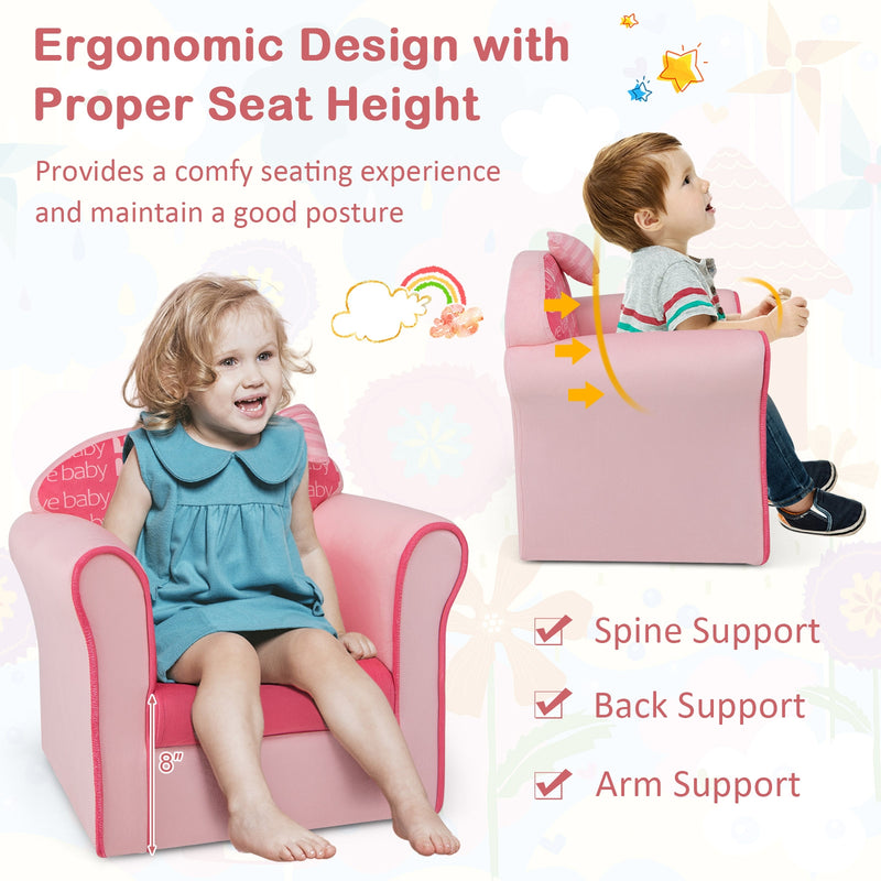 *Original Kids Sofa with Armrest and Thick Cushion - Pink