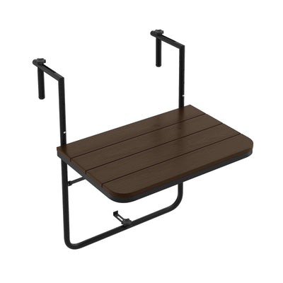 Folding Hanging Table with 3-Level Adjustable Height for Patio Balcony - Coffee