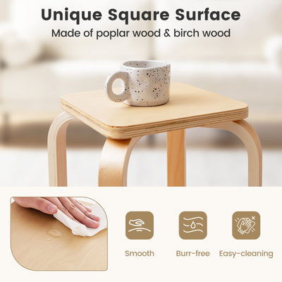 Stackable Stools Set of 4 with Square Top and Rounded Corners
