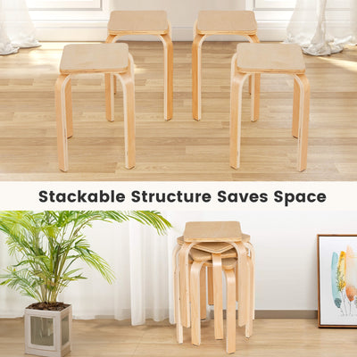 Stackable Stools Set of 4 with Square Top and Rounded Corners