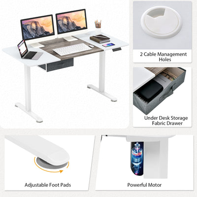 Height Adjustable Electric Standing Desk with USB Charging Port-Gray