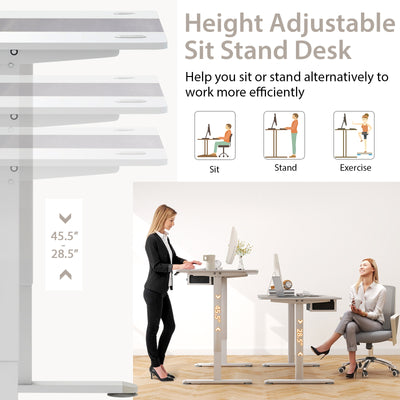 Height Adjustable Electric Standing Desk with USB Charging Port-Gray