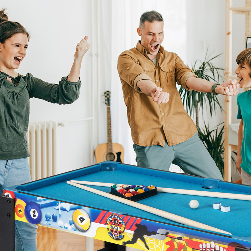 *12-in-1 Combo Game Table Set with Foosball Air Hockey Pool Chess and Ping Pong