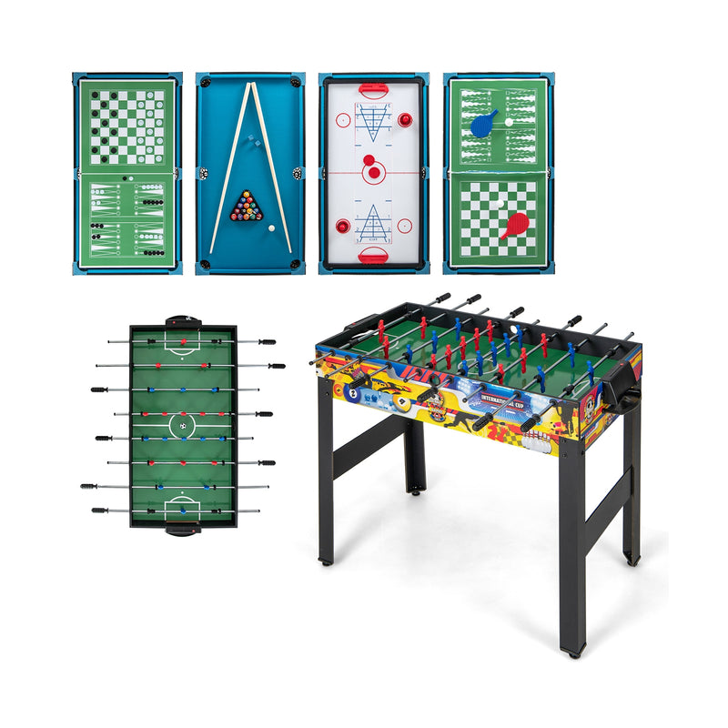 *12-in-1 Combo Game Table Set with Foosball Air Hockey Pool Chess and Ping Pong