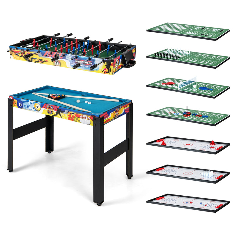 *12-in-1 Combo Game Table Set with Foosball Air Hockey Pool Chess and Ping Pong