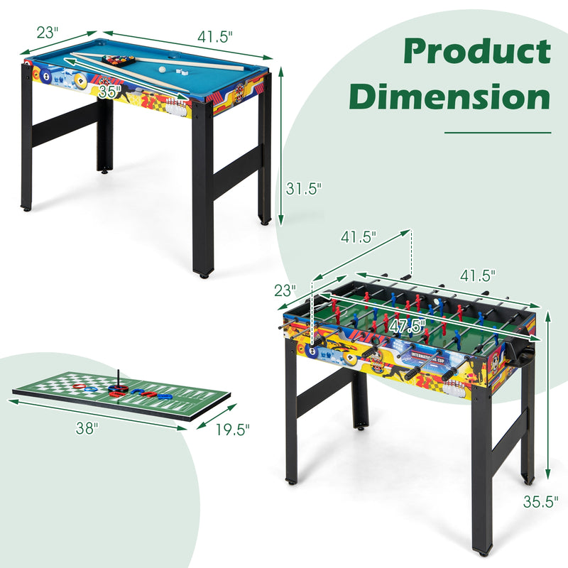 *12-in-1 Combo Game Table Set with Foosball Air Hockey Pool Chess and Ping Pong