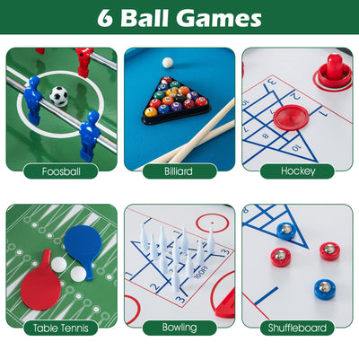 *12-in-1 Combo Game Table Set with Foosball Air Hockey Pool Chess and Ping Pong