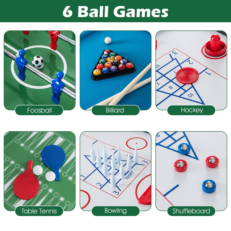 *12-in-1 Combo Game Table Set with Foosball Air Hockey Pool Chess and Ping Pong