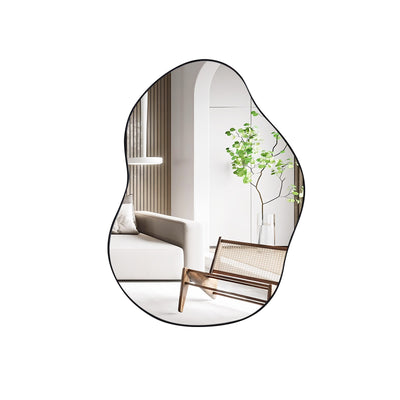 *22 Inch x 30.5 Inch Irregular Wall Mounted Mirror with Premium Back Board - Black