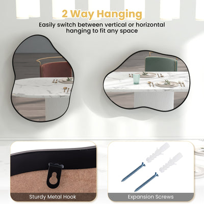*22 Inch x 30.5 Inch Irregular Wall Mounted Mirror with Premium Back Board - Black