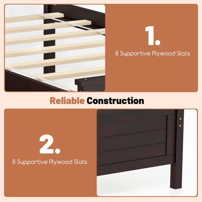 Twin Size Bed Frame with Storage Drawers-Espresso
