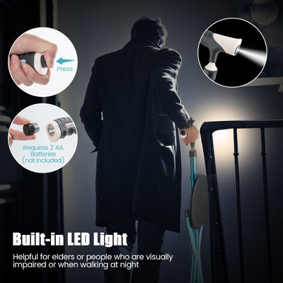 Lightweight Adjustable Folding Cane Seat with Light-Black