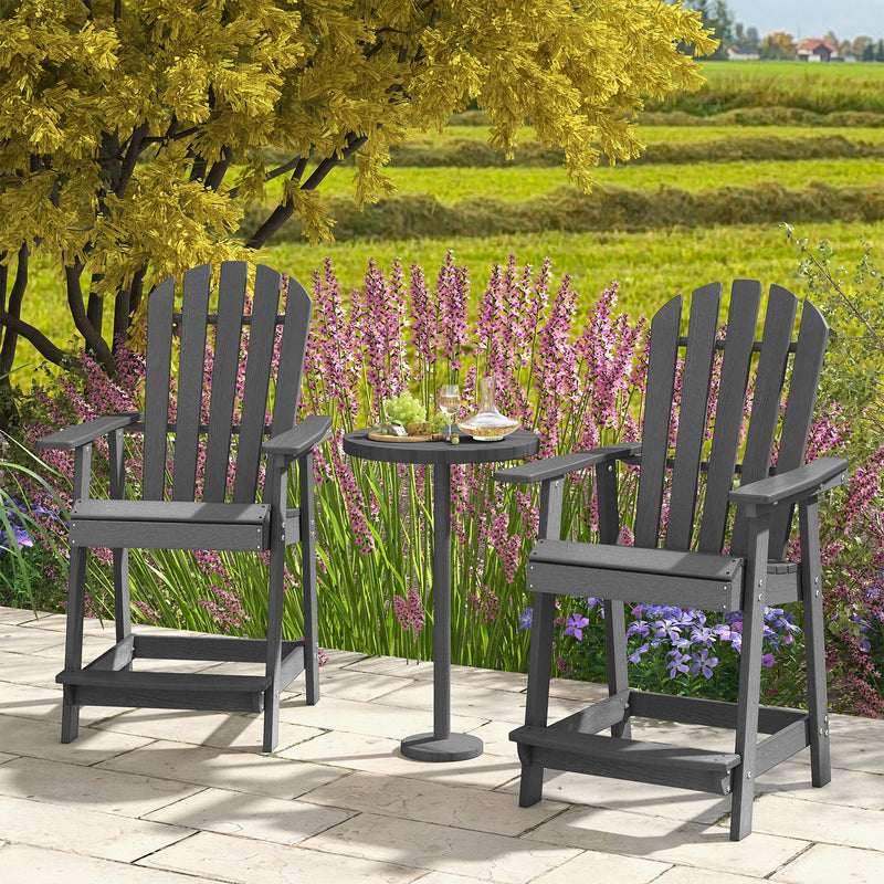 *HDPE Patio Chair with Armrest and Footrest for Indoor Outdoor - Gray
