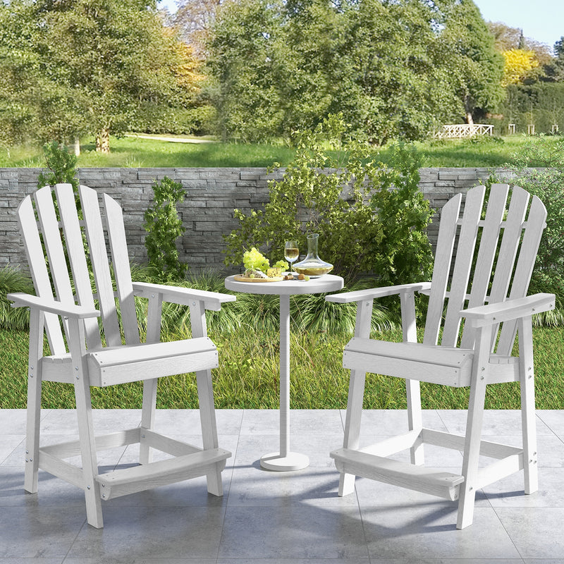 *HDPE Patio Chair with Armrest and Footrest for Indoor Outdoor - White