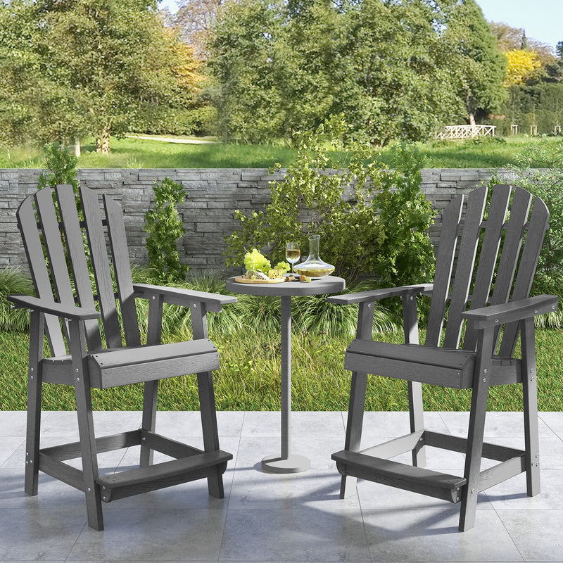 *HDPE Patio Chair with Armrest and Footrest for Indoor Outdoor - Gray