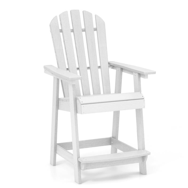 *HDPE Patio Chair with Armrest and Footrest for Indoor Outdoor - White