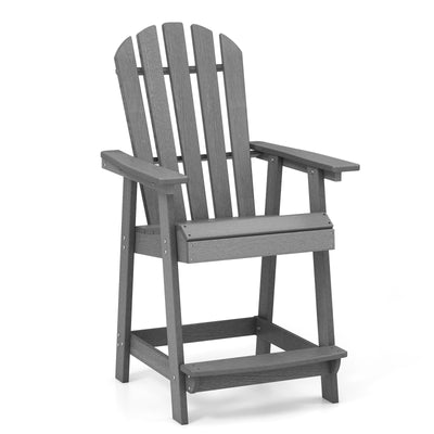 *HDPE Patio Chair with Armrest and Footrest for Indoor Outdoor - Gray