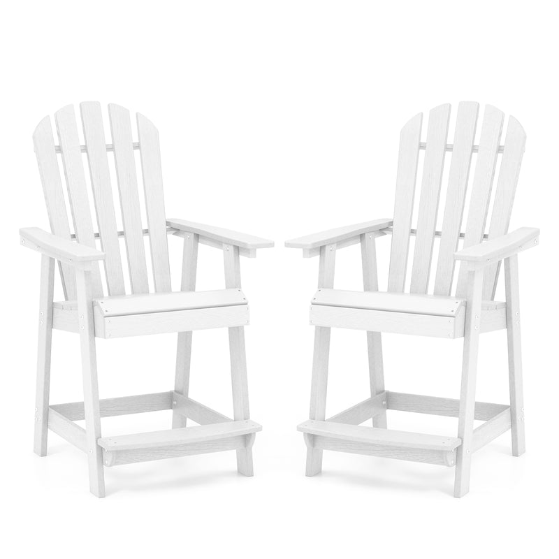 *HDPE Patio Chair with Armrest and Footrest for Indoor Outdoor - White