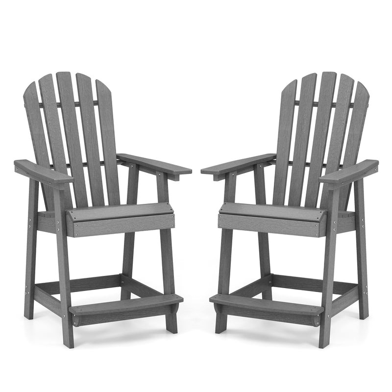 *HDPE Patio Chair with Armrest and Footrest for Indoor Outdoor - Gray