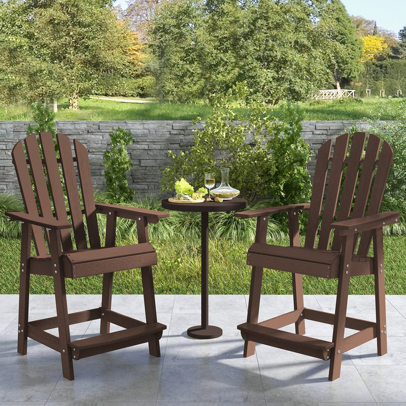 *HDPE Patio Chair with Armrest and Footrest for Indoor Outdoor - Brown