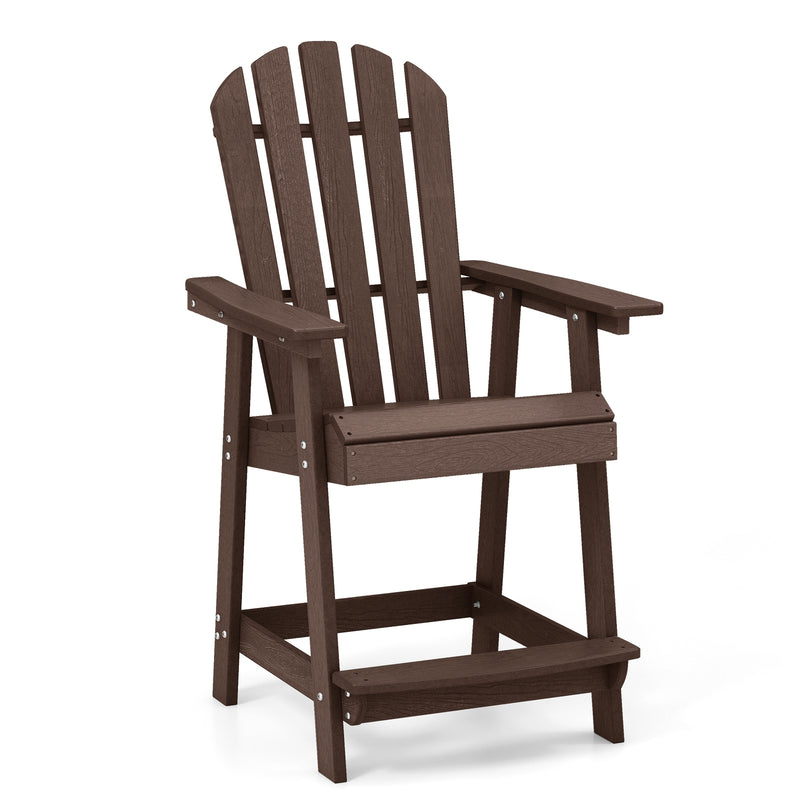 *HDPE Patio Chair with Armrest and Footrest for Indoor Outdoor - Brown
