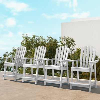 *HDPE Patio Chair with Armrest and Footrest for Indoor Outdoor - White
