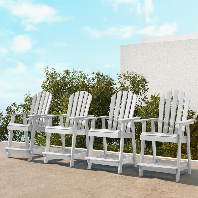 *HDPE Patio Chair with Armrest and Footrest for Indoor Outdoor - White