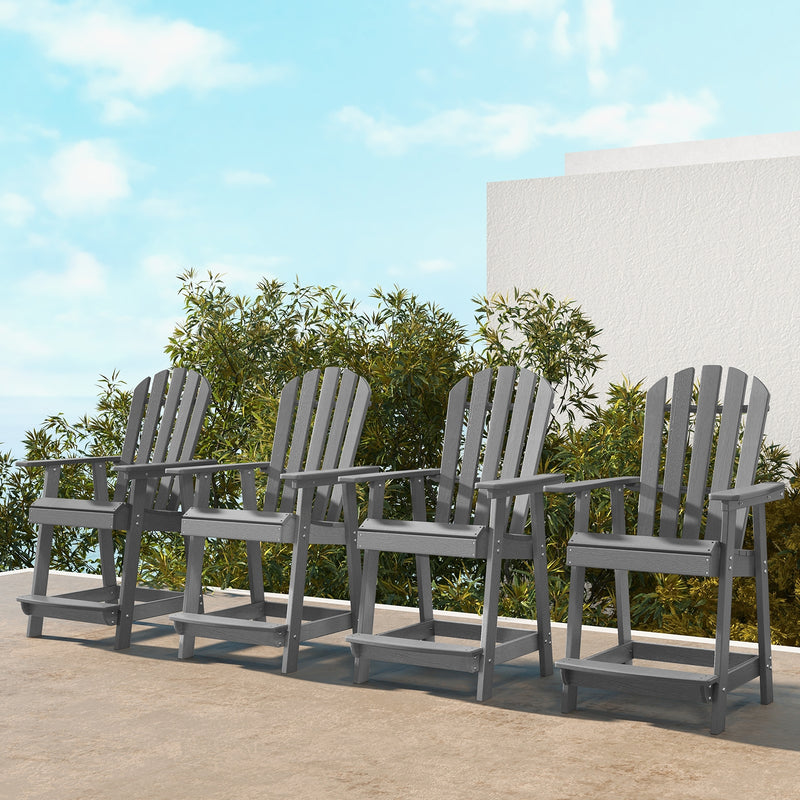 *HDPE Patio Chair with Armrest and Footrest for Indoor Outdoor - Gray
