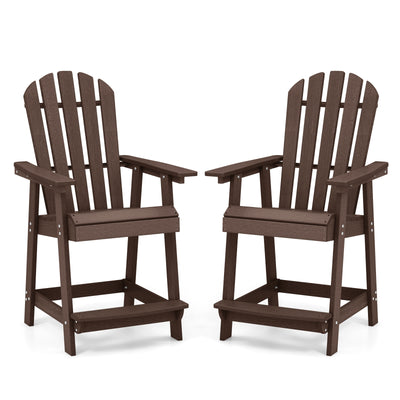 *HDPE Patio Chair with Armrest and Footrest for Indoor Outdoor - Brown