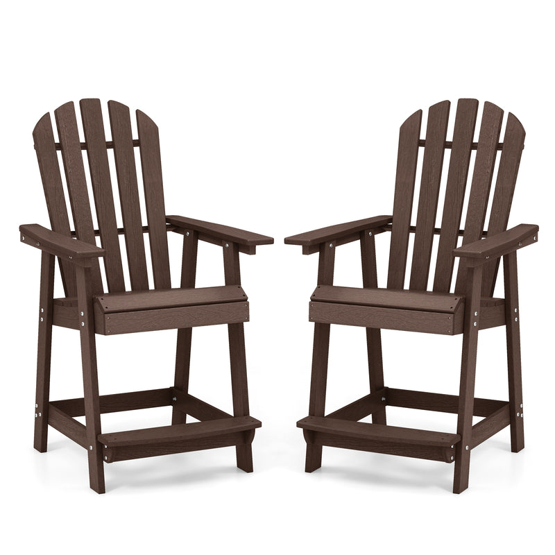 *HDPE Patio Chair with Armrest and Footrest for Indoor Outdoor - Brown