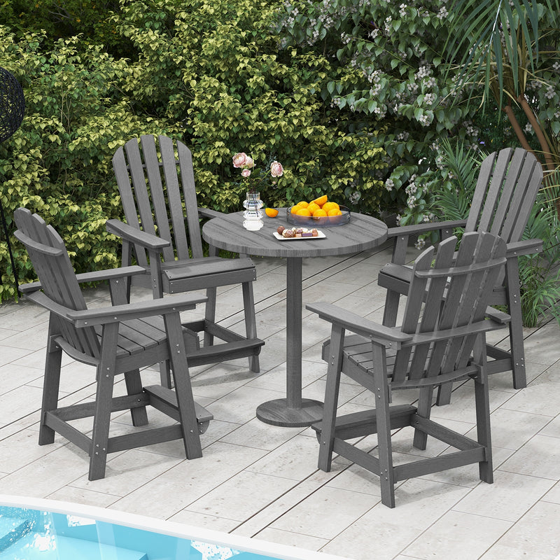 *HDPE Patio Chair with Armrest and Footrest for Indoor Outdoor - Gray