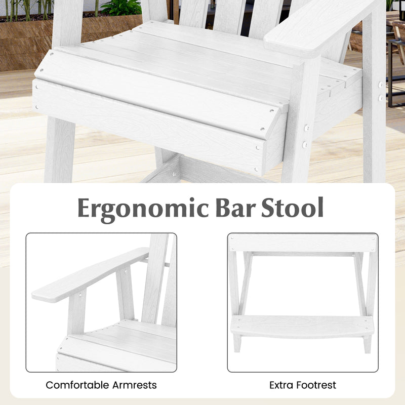 *HDPE Patio Chair with Armrest and Footrest for Indoor Outdoor - White