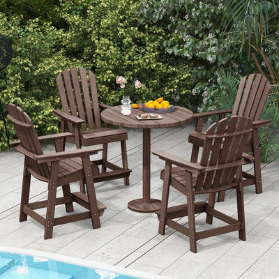 *HDPE Patio Chair with Armrest and Footrest for Indoor Outdoor - Brown