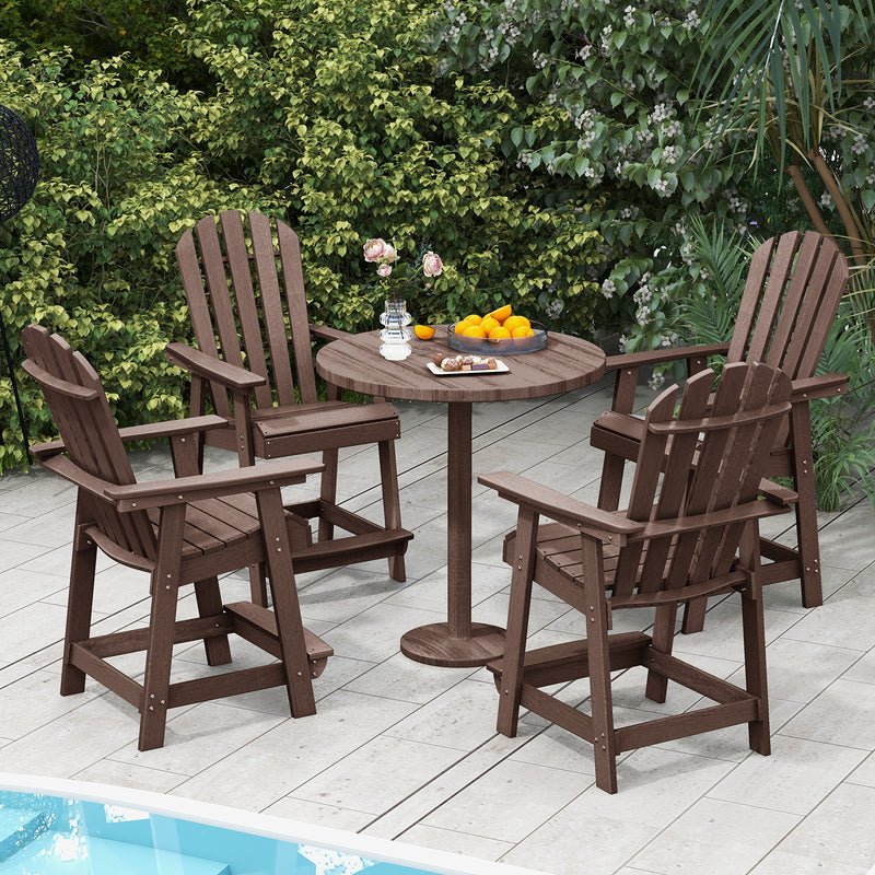 *HDPE Patio Chair with Armrest and Footrest for Indoor Outdoor - Brown