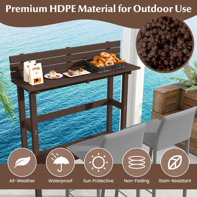 48 Inch Patio Pub Height Table with Storage Shelf and Adjustable Foot Pads-Brown