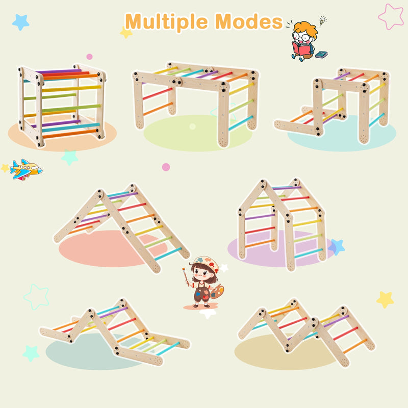 *Climbing Triangle Ladder Toy Indoor Jungle Gym with Reversible Ramp - Multicolor